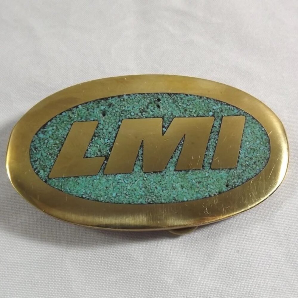 LMI Turquoise Chips with Solid Brass Belt Buckle